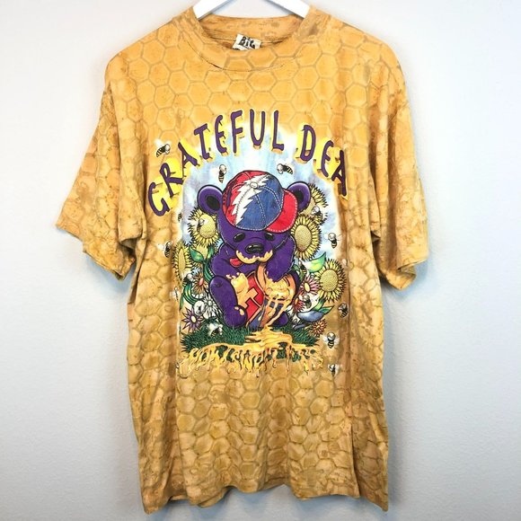 Vintage Other - Vintage 1995 Grateful Dead Honey Bear Honeycomb All Over Print T Shirt sz Large